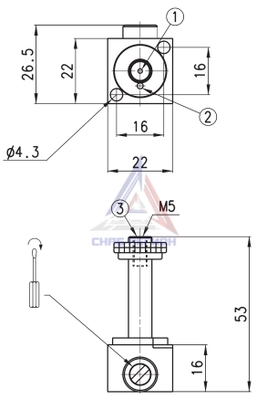 Габаритные размеры пневмораспределителя Camozzi A631-AC2