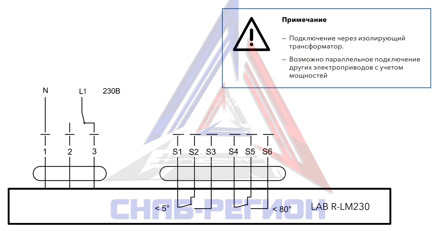 Схема подключения привода LAB R-LM230 ENSO Схема подключения привода LAB R-LM230 ENSO