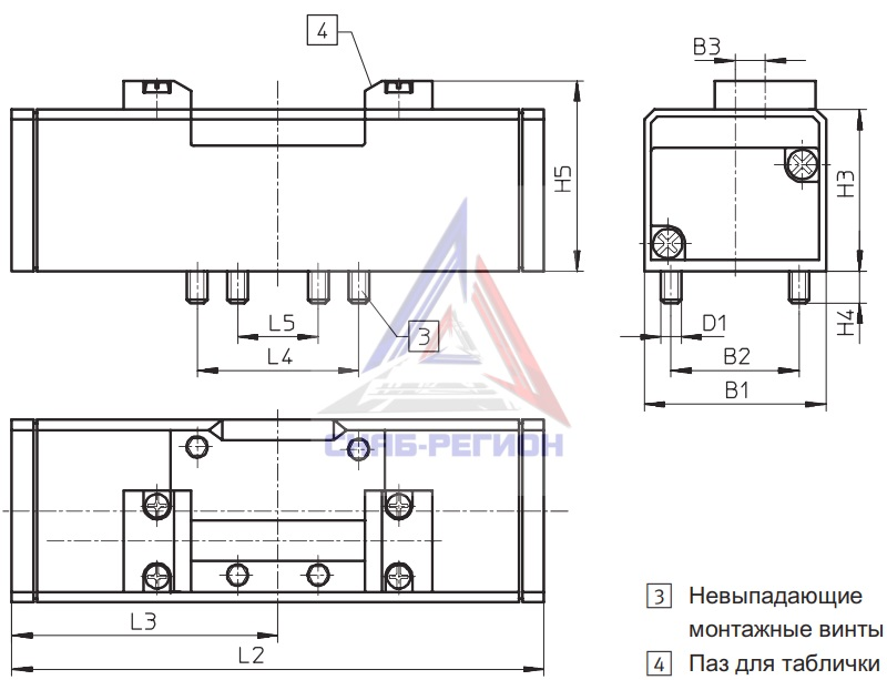 Габаритные размеры пневмораспределителя Festo VL-5/3B-D-2-C Габаритные размеры пневмораспределителя Festo VL-5/3B-D-2-C