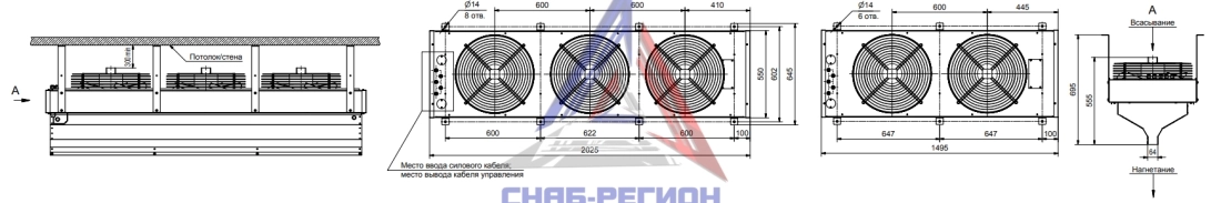 Габаритные размеры промышленной завесы КЭВ-П4060А Габаритные размеры промышленной завесы