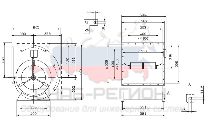 Купить Вентилятор Ziehl-Abegg RD40P-4DW.7W.1L центробежный